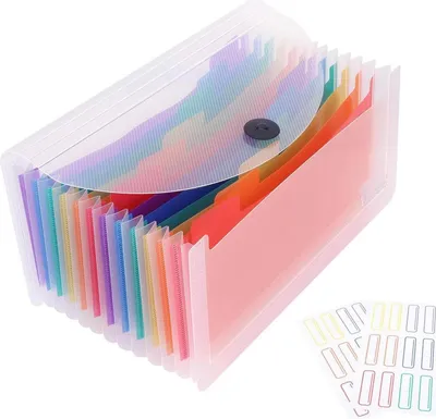 Produktbild von Uquelic Ordnungsmappe 13 Fächer Kunstoff Transparent Rainbow 10x5 Zoll