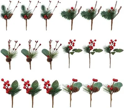 Produktbild von Kunstdennen met bessentakken und dennenappeln für Weihnachtsdekoration - Weihnachtsbaum, Weihnachtskranz, Schmuck, Tischdekoration