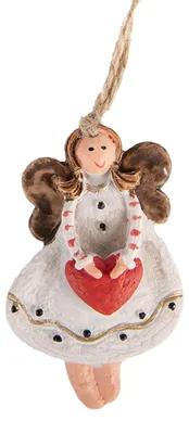 Imagen del producto de Adorno navideño de Clayre & Eef, forma de ángel, 7x1x7 cm, color blanco, material: plástico
