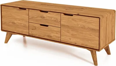 Produktbild von Kommode Gerg aus Wildeiche massiv 134x40x48 cm mit 2 Türen und 2 Schubladen