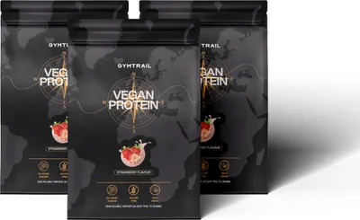 Produktbild von GYMTRAIL® Veganes Eiweißpulver aus Erbsenprotein 1500g | Pflanzliches Proteinpulver mit essenziellen Aminosäuren | Ohne Soja und Süßungsmittel mit Birkenzucker | Strawberry