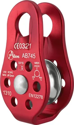 Umlenkrolle FIXED STANDARD PULLEY 24 kN von Aliens; rot; mit Kugellager und Sicherheitsmerkmalen; geeignet für Seile bis 12 mm.