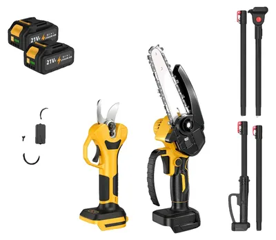 Obrázek produktu pro Elektrická řetězová pila, bezkartáčový motor, nastavitelná délka, 2 baterie