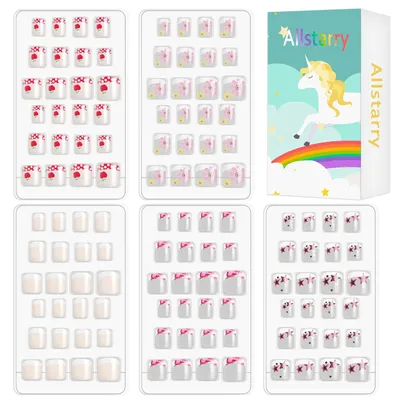Imagen del producto de Solidchoice - Set de 120 uñas postizas francesas para niños
