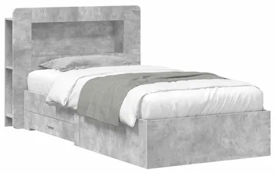 Immagine prodotto di Letto matrimoniale "Exclusive" con contenitore, colore grigio cemento, dimensioni 75 x 190 cm, realizzato in legno composito