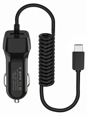 2-Port Auto-USB-Ladegerät mit USB-C-Kabel, 5V/2.1A, 1m