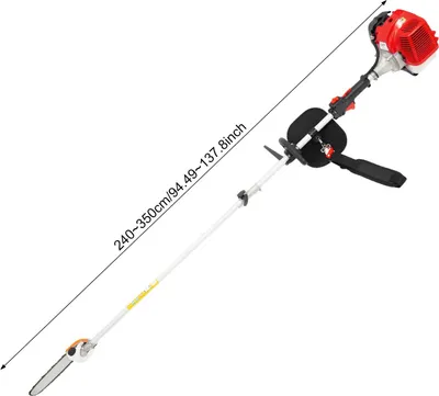 Image de Ébrancheuse à chaîne - Moteur à essence 43 cm³ - Manche télescopique 2,4–3,5 m - Pour l'élagage - Rouge