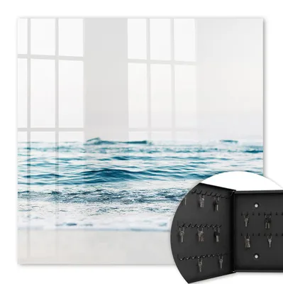 Produktbild von Metall Schlüsselkasten 30 x 30 cm - schwarzer Schlüsselschrank zur Wandmontage - wandhängende Schlüsselbox mit Tür - nach links öffnend - Schlüsselaufbewahrung für Flur - Büro - Arbeitszimmer - Werkstatt - Garage - Meeresfrieden