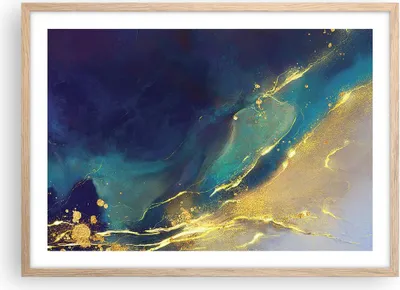Produktbild von Gerahmtes Poster - Rahmen in heller Eiche - Gold Granate Abstraktion - 70x50 cm - Wand Bild - Wanddeko - Wandbilder - Kunstposter - Wandposter - Bilderrahmen - Bilder - Kunstdruck - P2NAA70x50-4753