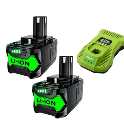 Produktbild von Ersatzbatterie, 18V Lithium-Ionen, 6000mAh Kapazität, 2 Batterien 1 Ladegerät