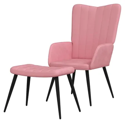Produktbild von Relaxsessel mit Hocker in Rosa Samt