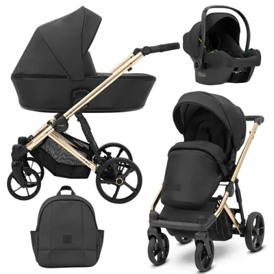 Produktbild von Kinderwagen Kunert Arizo Premium 3in1 - goldene Rahmenfarbe - Farbe: Black Eco