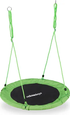 Produktbild von Relaxdays Nestschaukel, Outdoor Schaukel für Kinder & Erwachsene, Ø 110 cm, bis 100 kg, rund, Tellerschaukel, grün