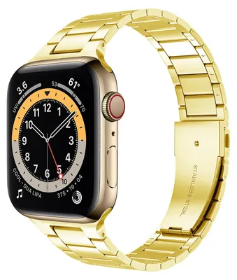 Produktbild von By Qubix Edelstahl-Gliederarmband - Gold - Geeignet für Apple Watch 44 mm / 45 mm / 46 mm / 49 mm