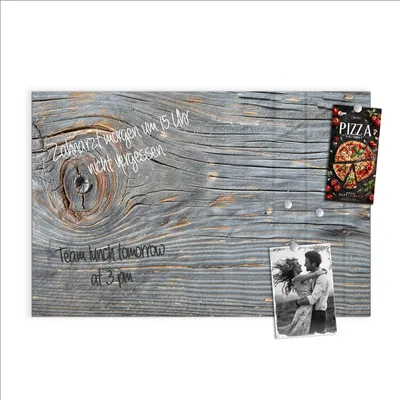 Produktbild von Magnettafel 90x60cm Pinnwand Whiteboard beschreibbar - Holzstruktur Vintage