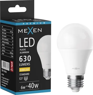 Produktbild von Mexen Nova LED-Glühbirne E27, A60, 6W, Warm - 3000K, 630 lm - L100-E27-0630-01
