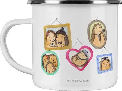 Produktbild von Mr. & Mrs. Panda Kaffeepott Igel Familie - Weiß - Geschenk, Bilder, Muttertag, Haferl, Mama, Teetasse, Papa, Pott, Emaille Tasse, Campingtasse