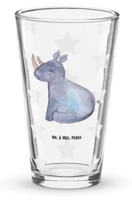 Produktbild von Mr. & Mrs. Panda Tumbler Einhorn Nashorn - Transparent - Geschenk, Zoo, Bierglas, Glasbecher, Trinkglas, Cocktailglas, Nashörner, Unicorn, Lustig, Glas, Regenbogen