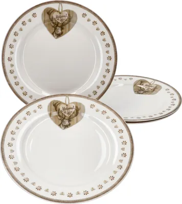 Produktbild von 4er Set Country Heart Kuchenteller Hirsch Landhaus Herz Dessertteller Frühstück