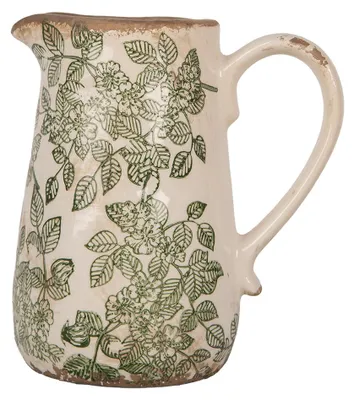 Image de Clayre & Eef Pot décoratif 16x12x18 cm Beige Céramique Fleur
