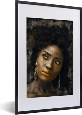 Produktbild von MuchoWow® MuchoWow® Gerahmtes Poster Frauen - Gold - Zeitungsartikel 40x60 cm - Poster mit zchwarzem Bilderrahmen - Poster in Rahmen