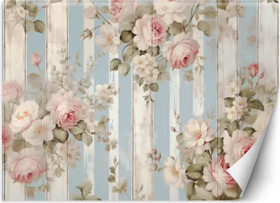 Produktbild von Vlies fototapete Blumen im Shabby Chic 350x245 cm Feeby Blau inkl. Kleber einfache Montage