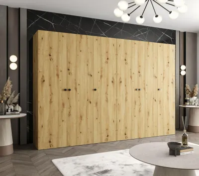Obrázek produktu pro Elegantní šatní skříň CAITIR 1 300 cm - dub artisan / černé úchyty