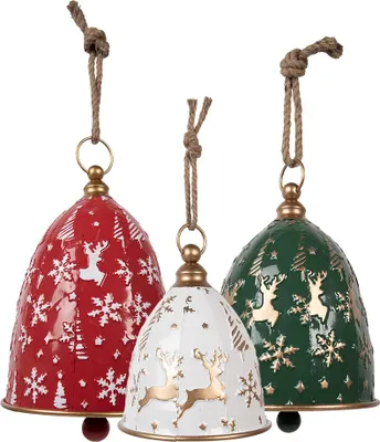 Immagine prodotto di Clayre & Eef Campana di decorazione Ø 32x43 / Ø 28x35 / Ø 23x28 cm Metallo rosso
