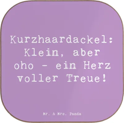 Produktbild von Mr. & Mrs. Panda Untersetzer für Gläser Spruch Kurzhaardackel Herz - Lavendeltraum - Geschenk, Hunderassen Pflege, Coaster, gläseruntersetzer, charmanter Dackel