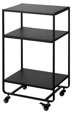 3-stöckiger Rollwagen mit Griff, schwarz, Stahl, 38x49x81,5 cm