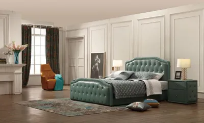 Produktbild von Modernes Design Hotel Bett XXL Betten Luxus Doppel Leder Chesterfield 180x200cm