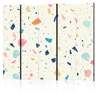Immagine prodotto di Pannello divisorio a 5 ante, stampato su un solo lato, pieghevole, motivo astratto "Pietre", dimensioni 225 cm x 172 cm