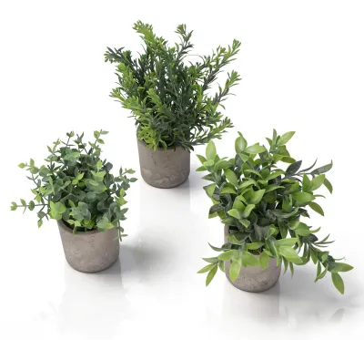 Künstliche Eukalyptus-Pflanzen, 3er-Set, Kunstpflanzen für Schreibtisch