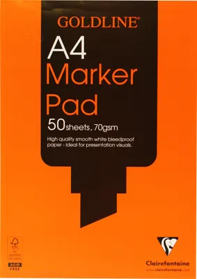 Produktbild von Clairefontaine 5x Goldline Marker Pad, Block geleimt, 50 Blatt A4 70g GPB1A4Z