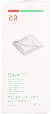 Produktbild von Gazin Kompressen unsteril mit RK 7,5x7,5cm, 100 St KOM