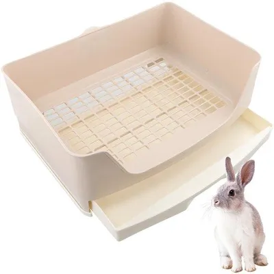 Produktbild von Famanu Kattentoilet für Katzen und Kaninchen - große Katzenbox mit Schublade, 40 x 30 x 16 cm