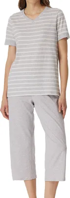 Produktbild von Schiesser Casual Essentials Schlafanzug Zeitloses Schlafanzug-Set aus T-Shirt und 3/4-Hose, Angenehme Passform, Aus 100% Baumwolle