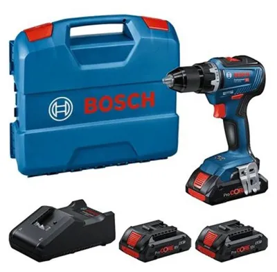 Image de Perceuse-visseuse BOSCH GSR 18V-55 - 0615A5002P Professional sans fil 18 V - 55 Nm Brushless + 3x batterie ProCORE 4,0 Ah + chargeur + L case