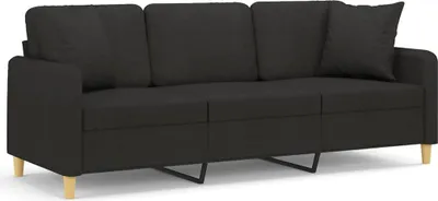 Produktbild von vidaXL 3-Sitzer-Sofa mit Zierkissen Schwarz 180 cm Stoff