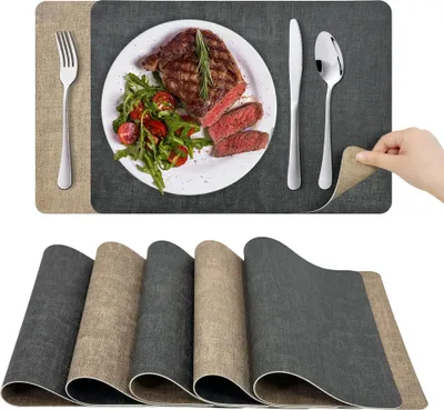 Platzset 6er-Set, abwaschbar, hitzebeständig, rutschfest, 43x30 cm, PVC