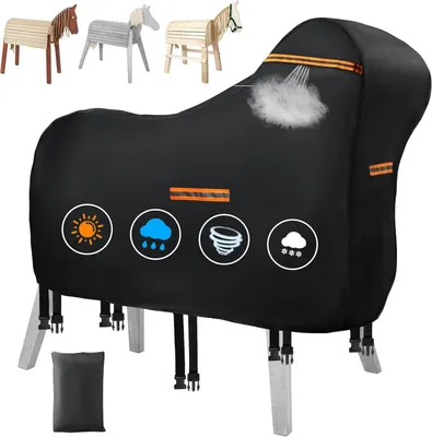 Immagine prodotto di Copricavallo in tessuto Oxford 420D impermeabile per esterni - Resistente ai raggi UV - Telo copricavallo universale da giardino con strisce riflettenti