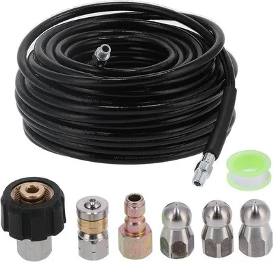 Produktbild von Schlauch für Abflussreiniger, doppelwandig verstärkt, Waschmaschinenabfluss. Mit Aufsatz für kaltes und warmes Wasser, geeignet zum Waschen, Reinigen und Bewässern