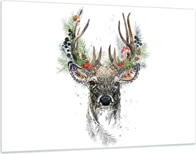 Produktbild von Bilder auf glas - Einteilig - Surrealismus Hirsch Boho - 120x80cm - Glasbilder - Wandbilder - Bilder - zum Aufhängen bereit - Wanddekoration aus Glas - Glas Bilder - Wandbild auf Glas - GAA120x80-4486
