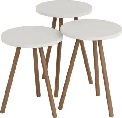 Obrázek produktu pro Sada zahradního a venkovního nábytku – kulatá – dřevěná a bílá – dřevotřísková deska a buk – stylový design