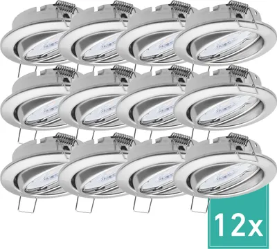 Produktbild von 12er Set Oktaplex Einbaustrahler schwenkbar dimmbar inkl. LED Modul 3000K warmweiß - Deckenspot Chromoptik