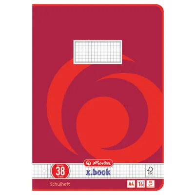 Produktbild von Herlitz Schulheft x.book DIN A4 Lineatur 38, 16 Blatt  kariert und gelocht