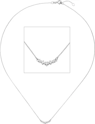 Produktbild von Collier Halskette 585 Gold Weißgold 5 Diamanten Brillanten 42 cm