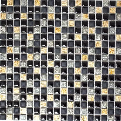 Produktbild von Mosaik Fliese Resin schwarz kupfer Resin Stein schwarz kupfer MOS92-0301_f