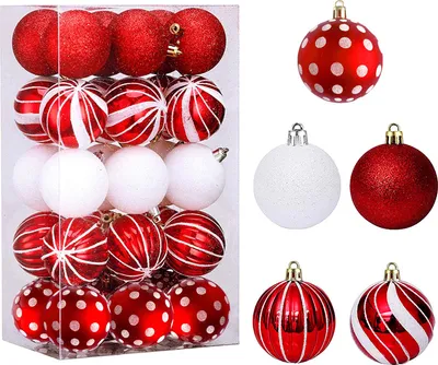 Produktbild von 30 Stück Weihnachtskugeln, Ornamente, 6,1 cm, kleine, bruchsichere Kunststoffkugeln, Weihnachtsbaum-Hängedekoration für Feiertagskranz, Party, Baumdekoration