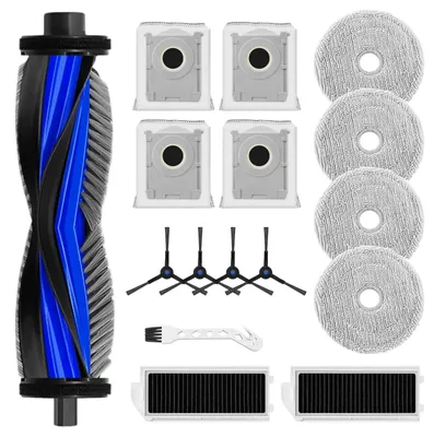 Reinigungsset: Hauptbürste, 4 Staubbeutel, 4 Seitenbürsten, 2 Filter